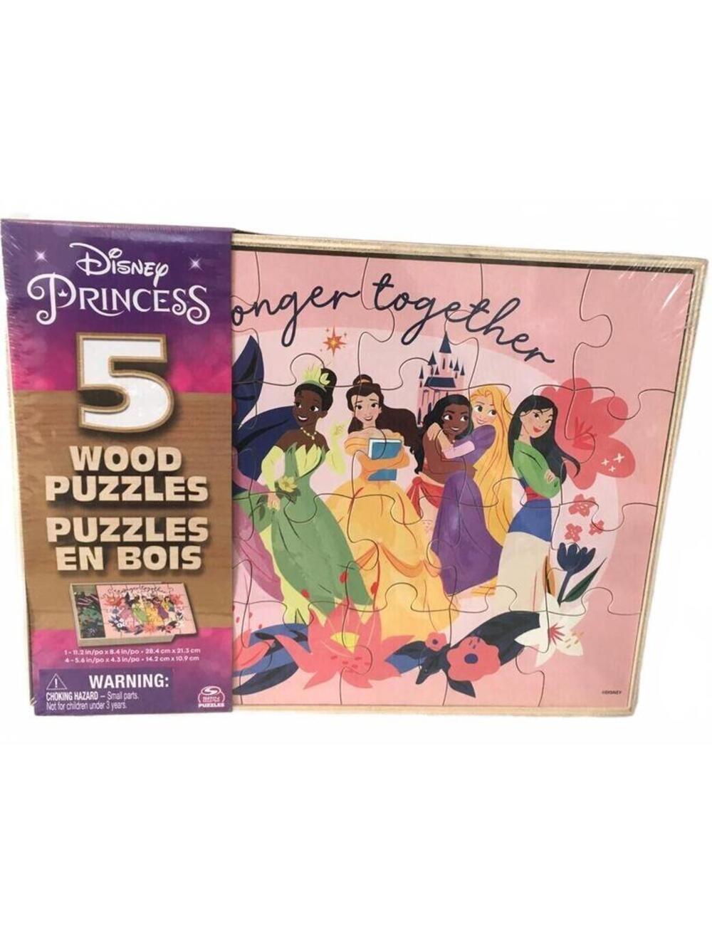 Disney Princess 5 Wood Puzzles 2023 Spin Master NEW Sealed